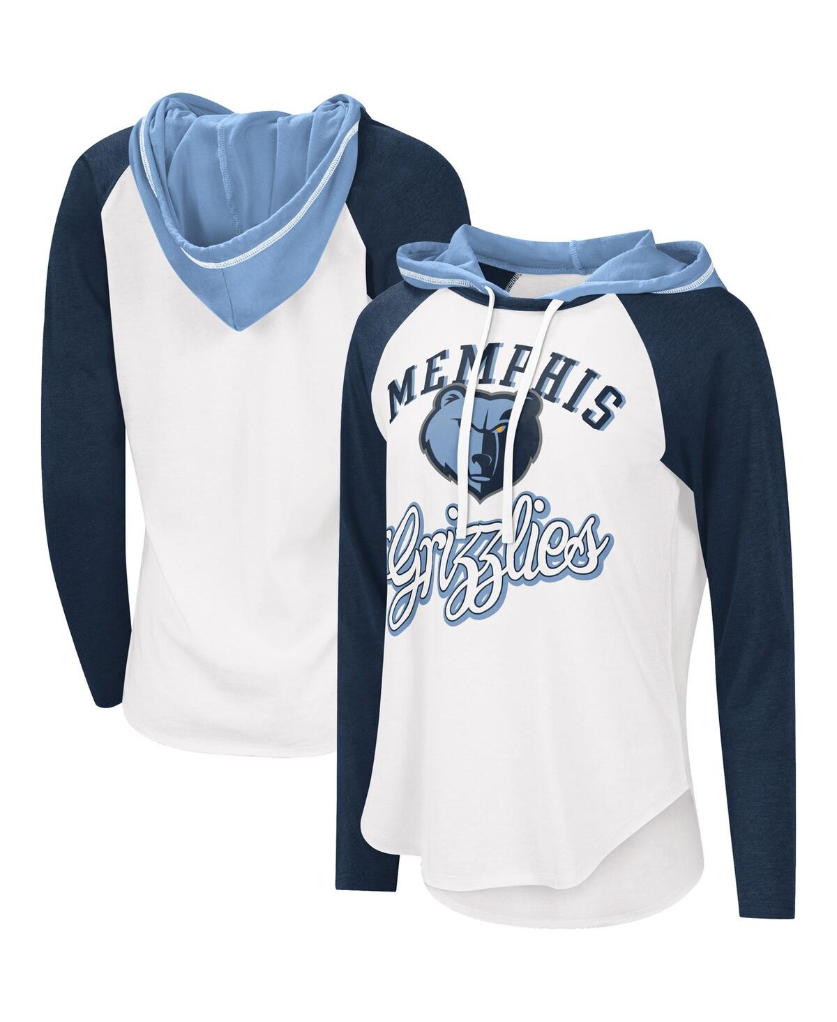 Shop G-iii 4her By Carl Banks Women's  White Memphis Grizzlies Mvp Raglan Hoodie Long Sleeve T-shirt