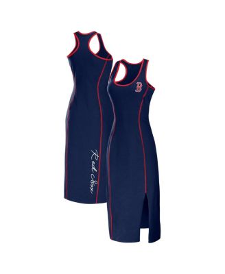 Women's WEAR by Erin Andrews Navy Boston Red Sox Racerback Tank Midi Dress  - Macy's