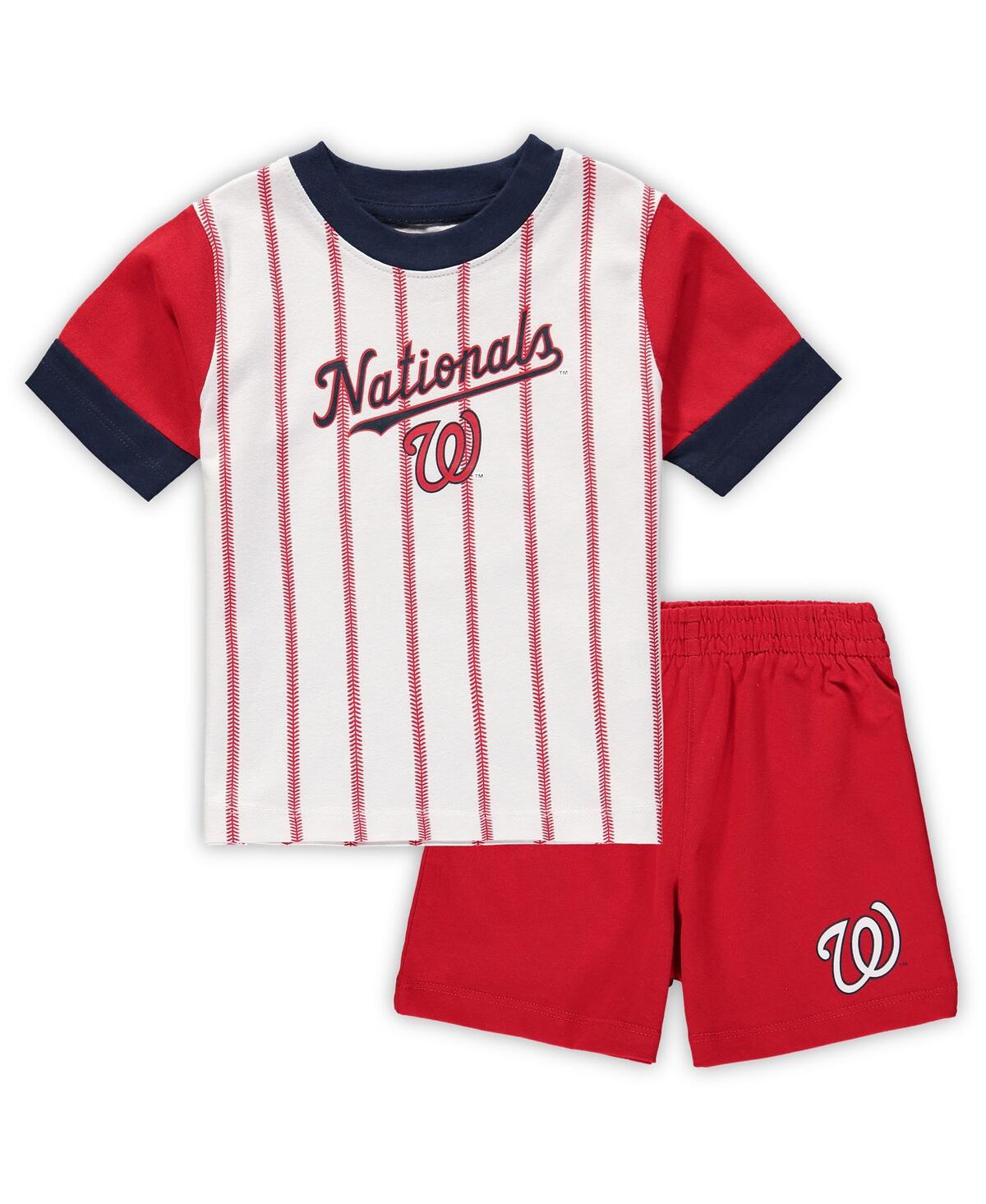 Shop Outerstuff Infant Boys And Girls White, Red Washington Nationals Position Player T-shirt And Shorts Set In White,red