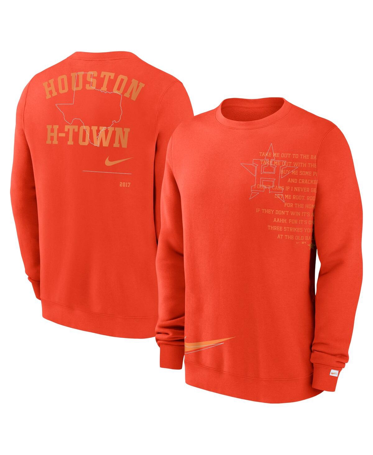 Shop Nike Men's  Orange Houston Astros Statement Ball Game Fleece Pullover Sweatshirt