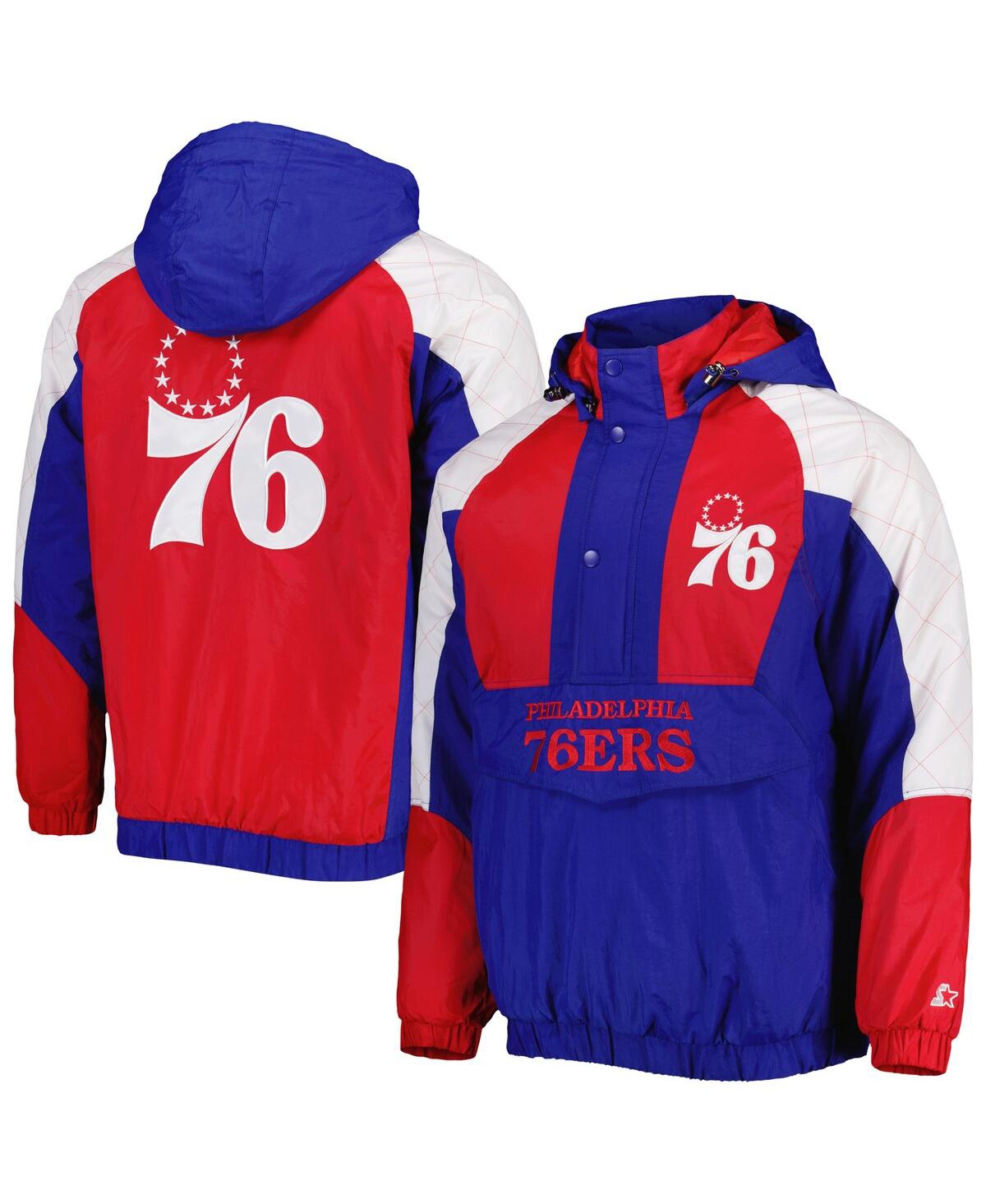 Shop Starter Men's  Royal Philadelphia 76ers Body Check Raglan Hoodie Half-zip Jacket