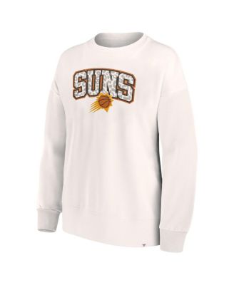 Women's White Phoenix Suns Tonal Leopard Pullover Sweatshirt