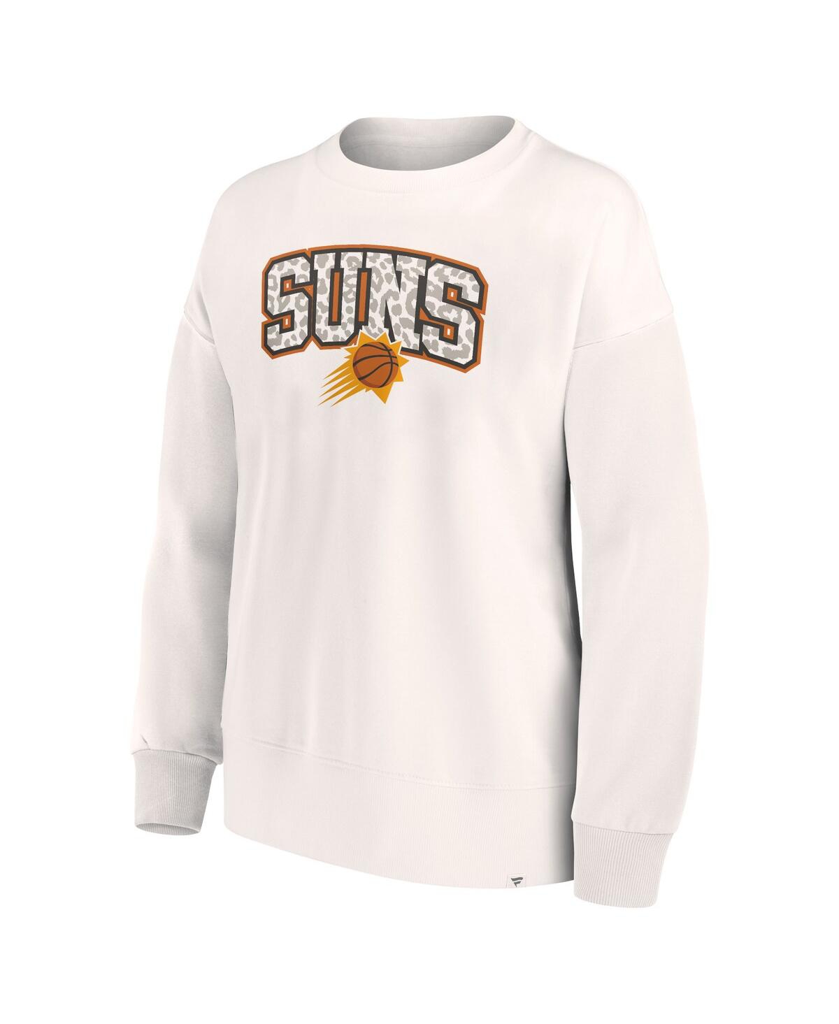 Shop Fanatics Women's  White Phoenix Suns Tonal Leopard Pullover Sweatshirt