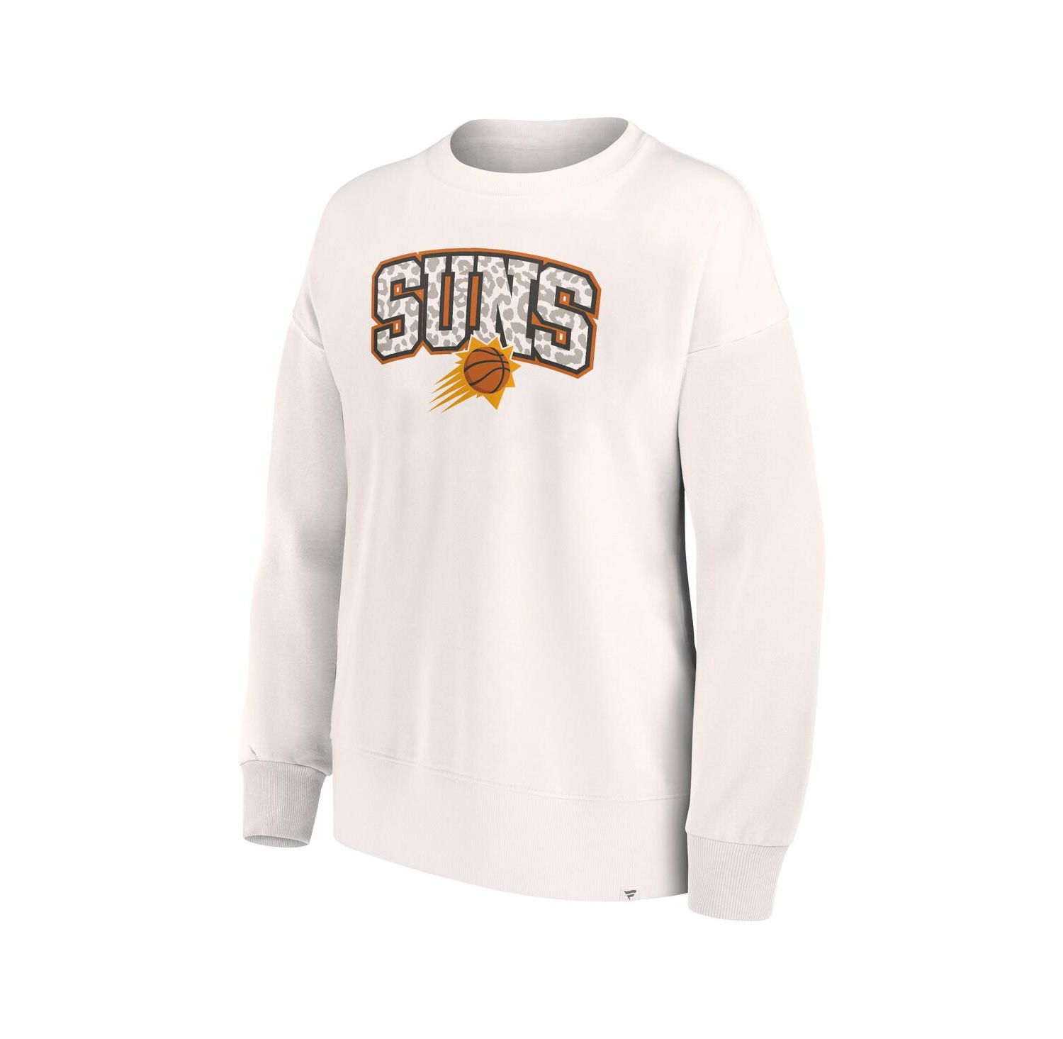 Women's White Phoenix Suns Tonal Leopard Pullover Sweatshirt