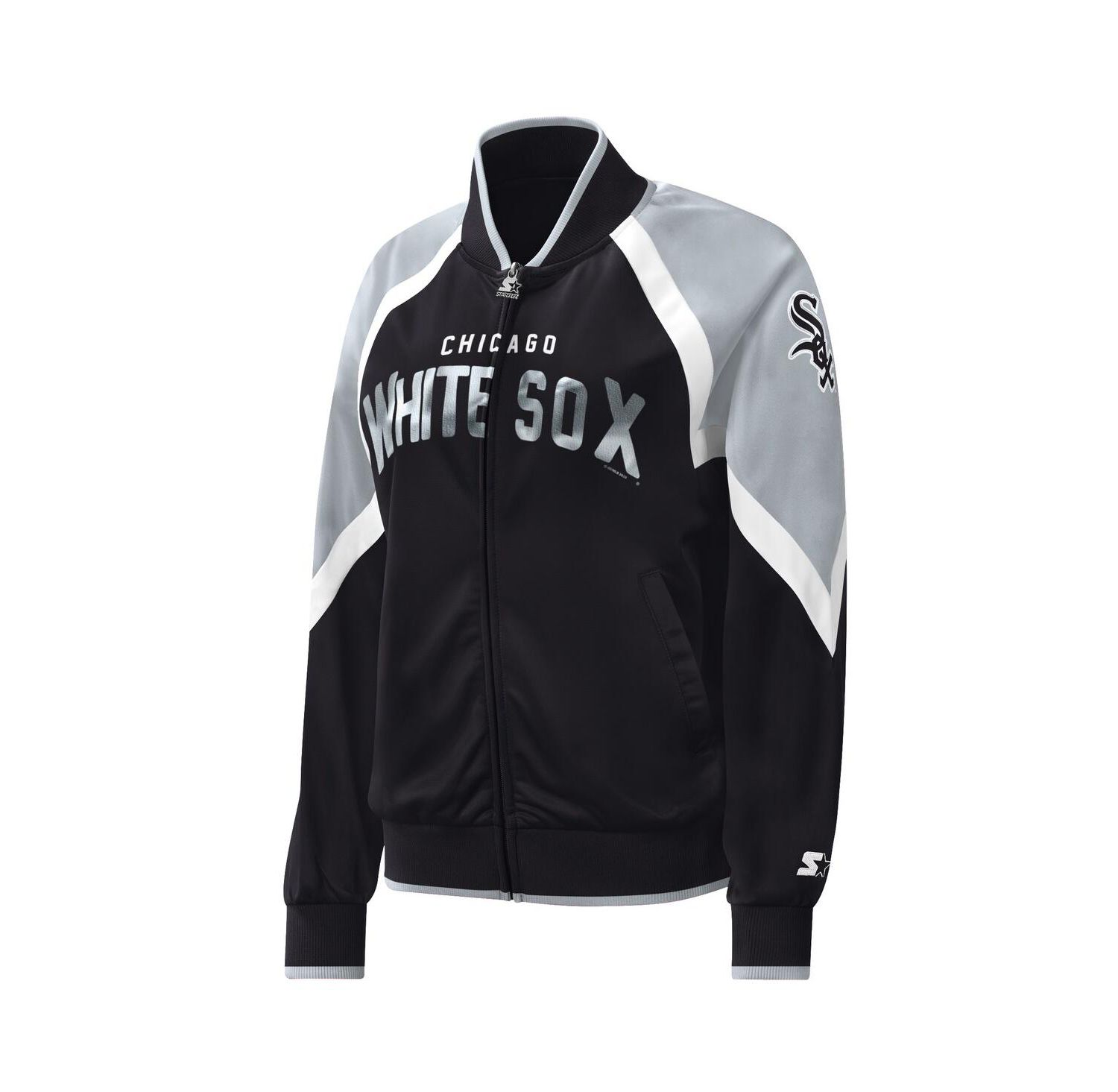 Women's Black Chicago White Sox Touchdown Raglan Full-Zip Track Jacket