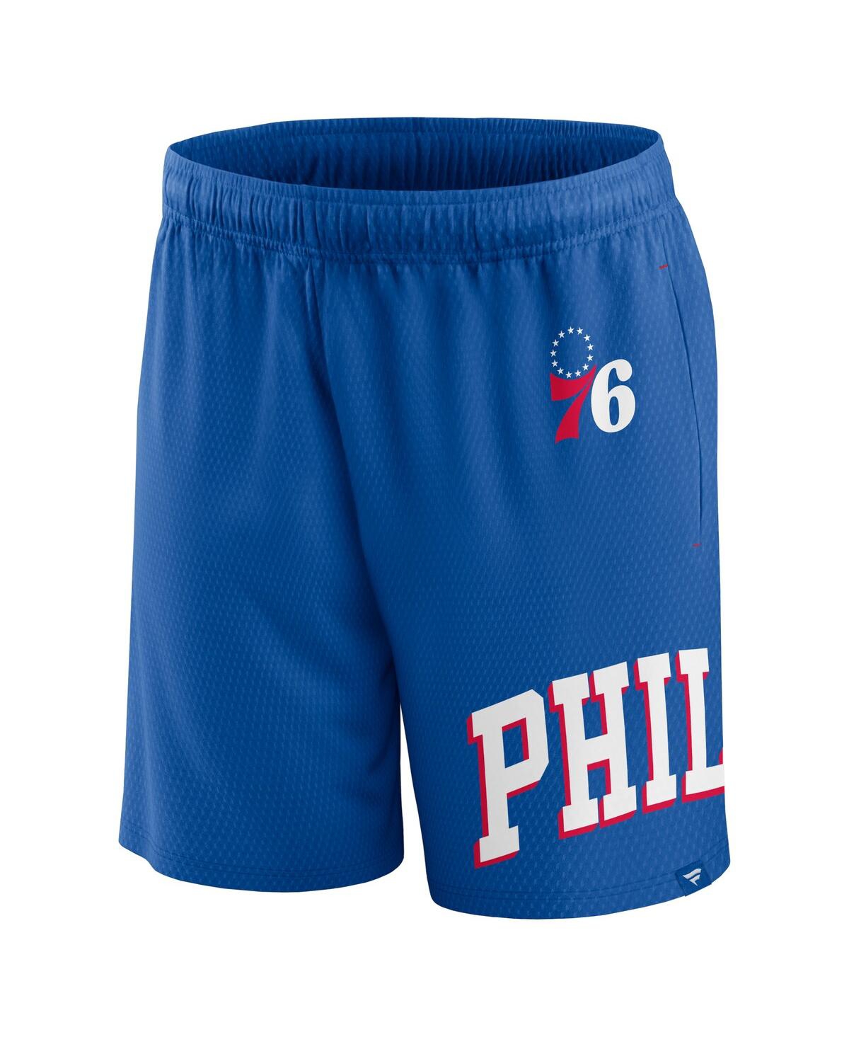 Shop Fanatics Men's  Royal Philadelphia 76ers Free Throw Mesh Shorts