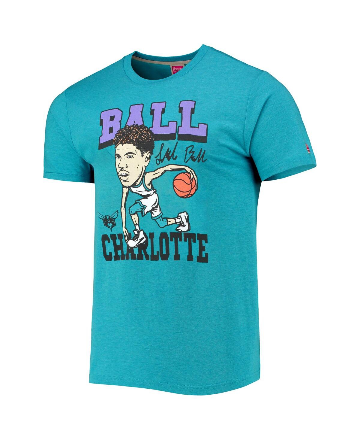 Shop Homage Men's  Lamelo Ball Heathered Teal Charlotte Hornets Caricature Tri-blend T-shirt
