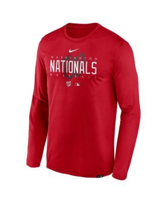 Men's Red Washington Nationals Authentic Collection Team Logo Legend Performance Long Sleeve T-shirt