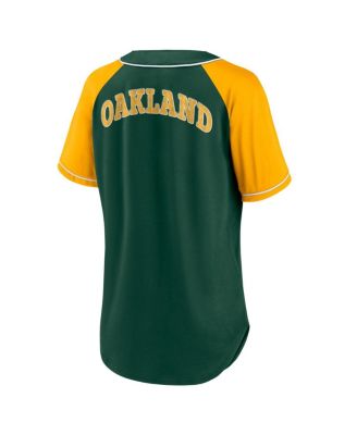 Women's Green Oakland Athletics Ultimate Style Raglan V-Neck T-shirt