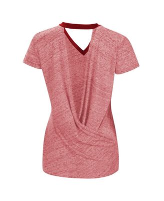 Women's Red Washington Nationals Halftime Back Wrap Top V-Neck T-shirt