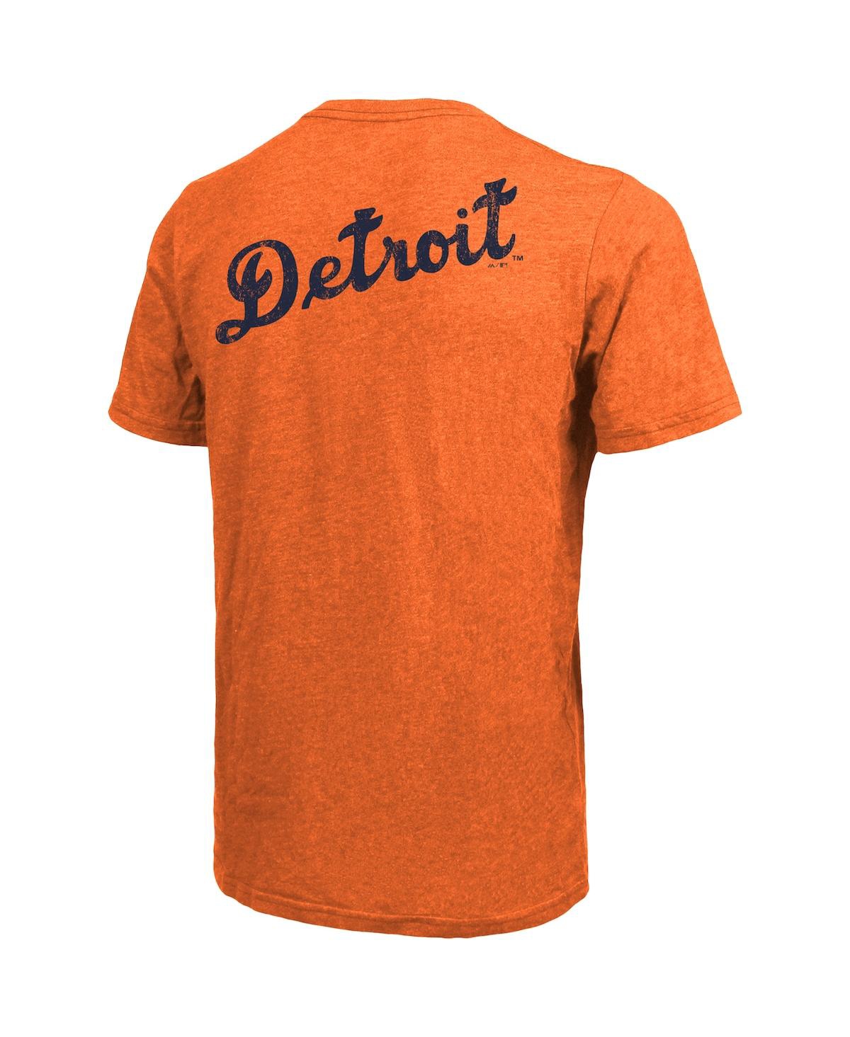 Shop Majestic Men's  Threads Orange Detroit Tigers Throwback Logo Tri-blend T-shirt