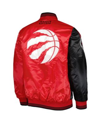 Men's Black, Red Toronto Raptors Fast Break Satin Full-Snap Jacket