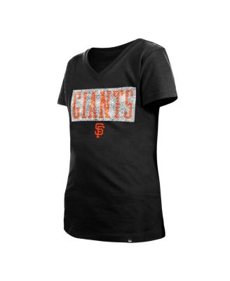 Big Girls Black San Francisco Giants Flip Sequin Team V-Neck T-shirt