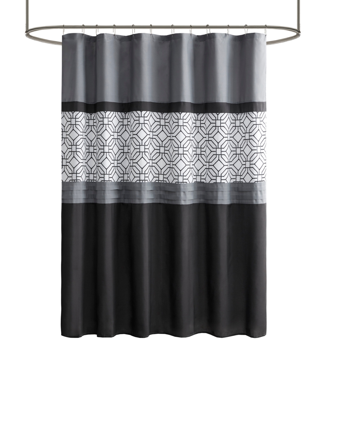 510 Design Donnell Embroidered Shower Curtain, 72" X 72" In Black,grey