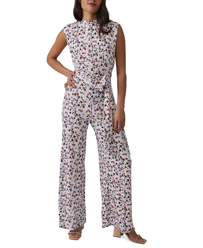Free People Women's Vibe Check Printed Mock-Neck Jumpsuit - Macy's