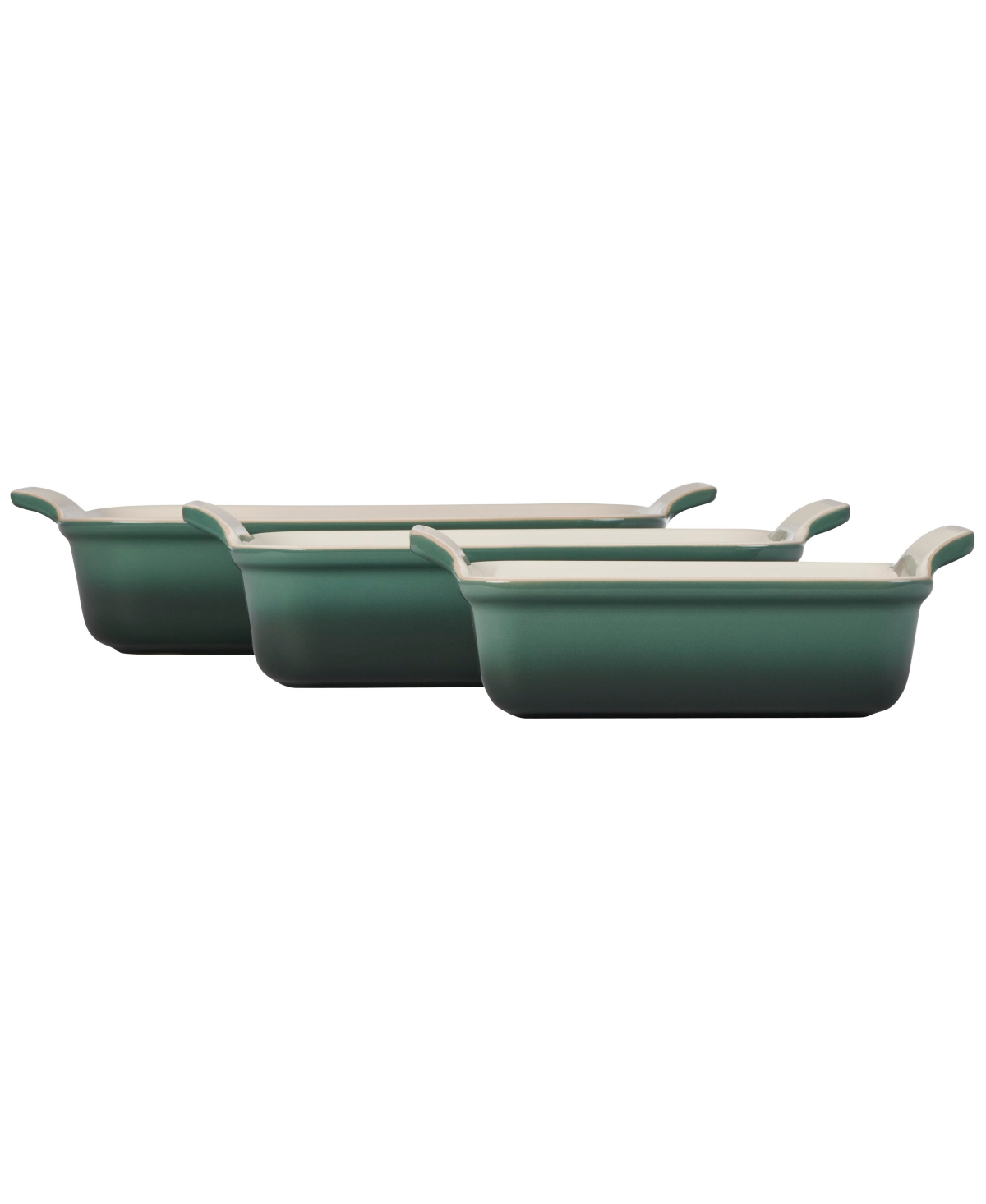 Le Creuset Stoneware Heritage 3-piece Rectangular Dish Set In Peche