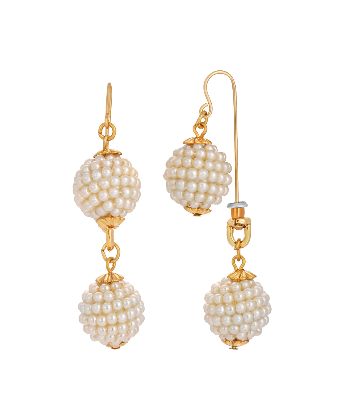 2028 Imitation Pearl Front Back Drop Earrings In White