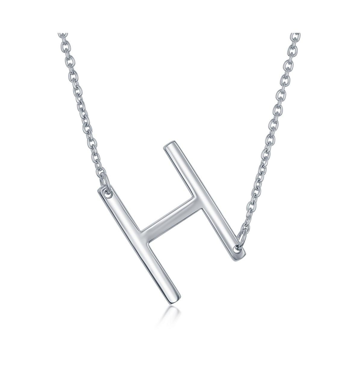Sterling Silver, Sideways Initial Necklace - Silver e