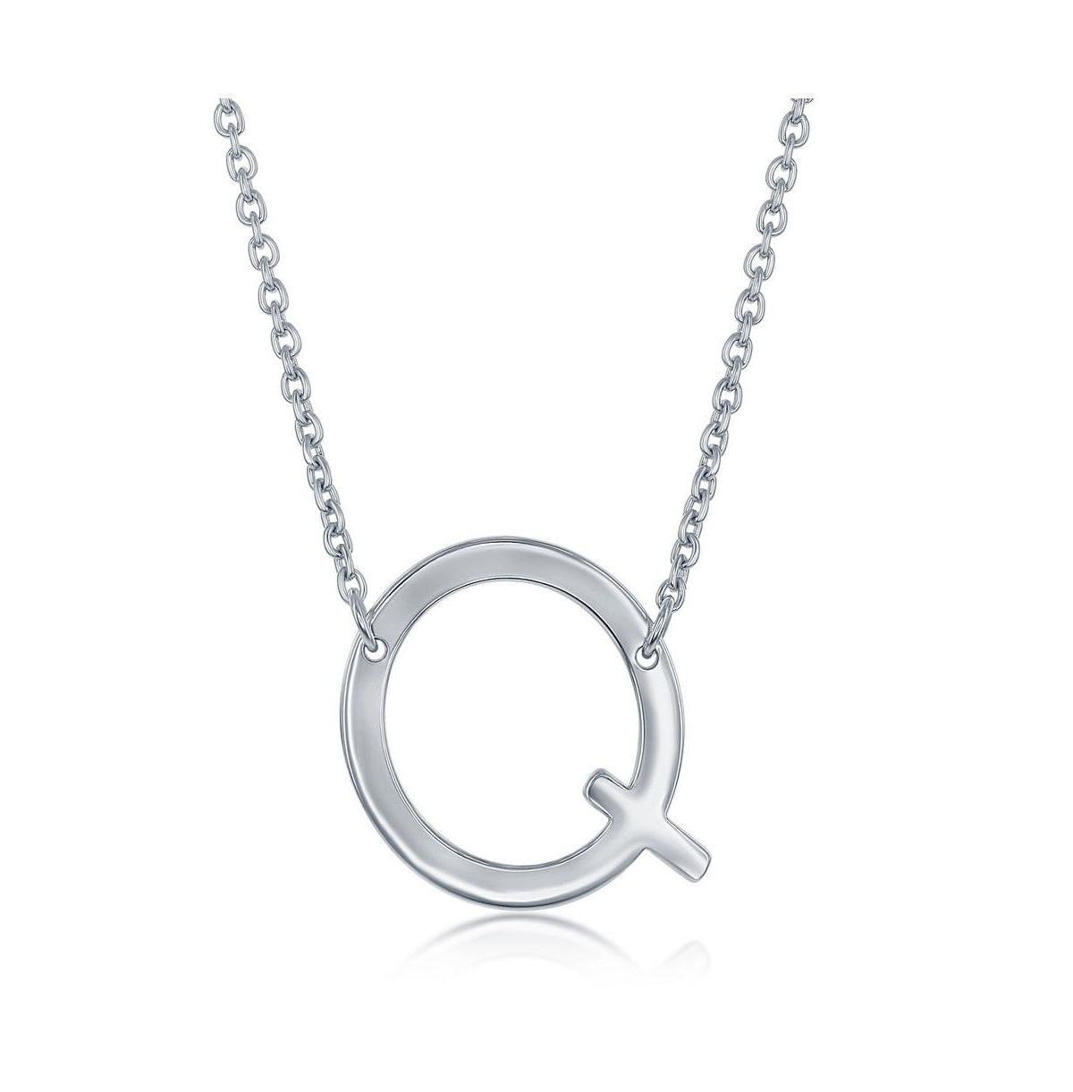 Sterling Silver Sideways Initial Necklace - Silver q