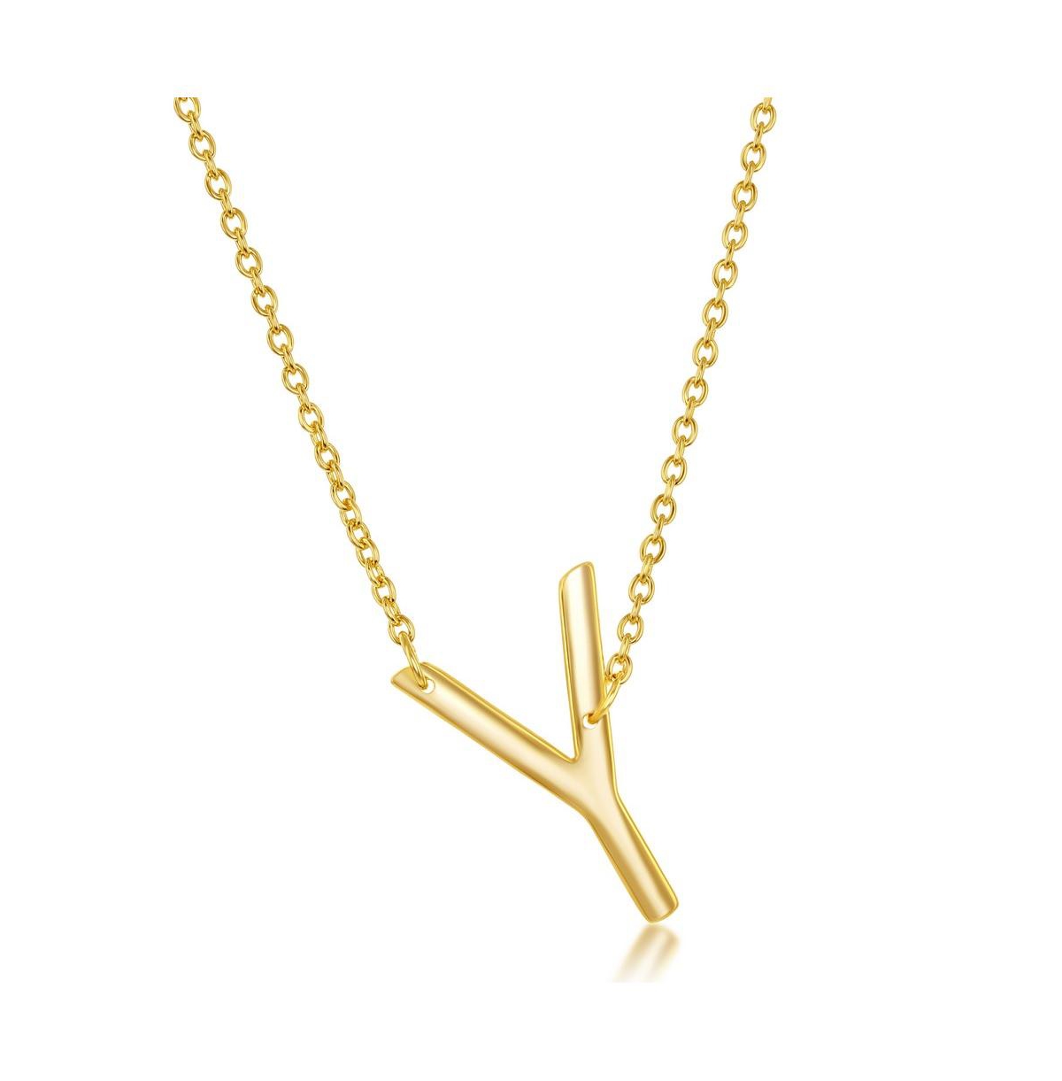 Sterling Silver 14k Gold Plated Sideways Initial Necklace - Gold y