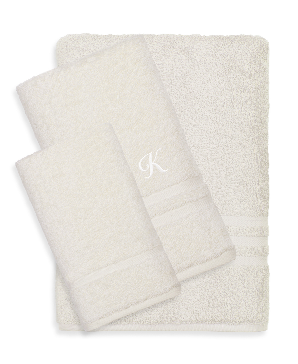 Linum Home Textiles Turkish Cotton Personalized Denzi Towel Set, 3 Piece In Tan,beige