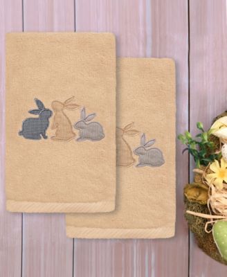 Bunny Row Embroidered Luxury 100% Turkish Cotton Hand Towel Set, 30" x 16"