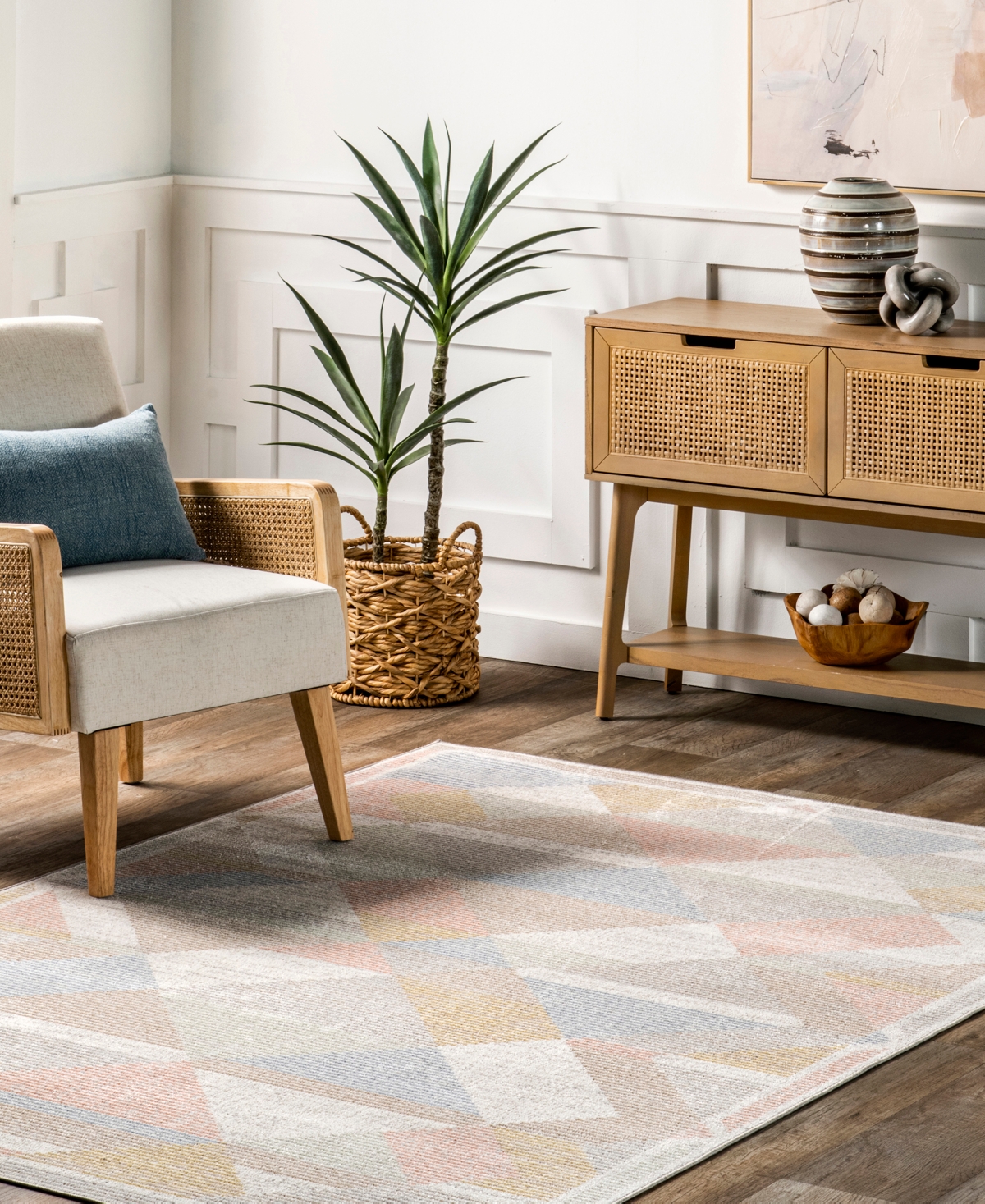 nuLoom Motion Ophelia Vintage-Like Geometric Washable Area Rug