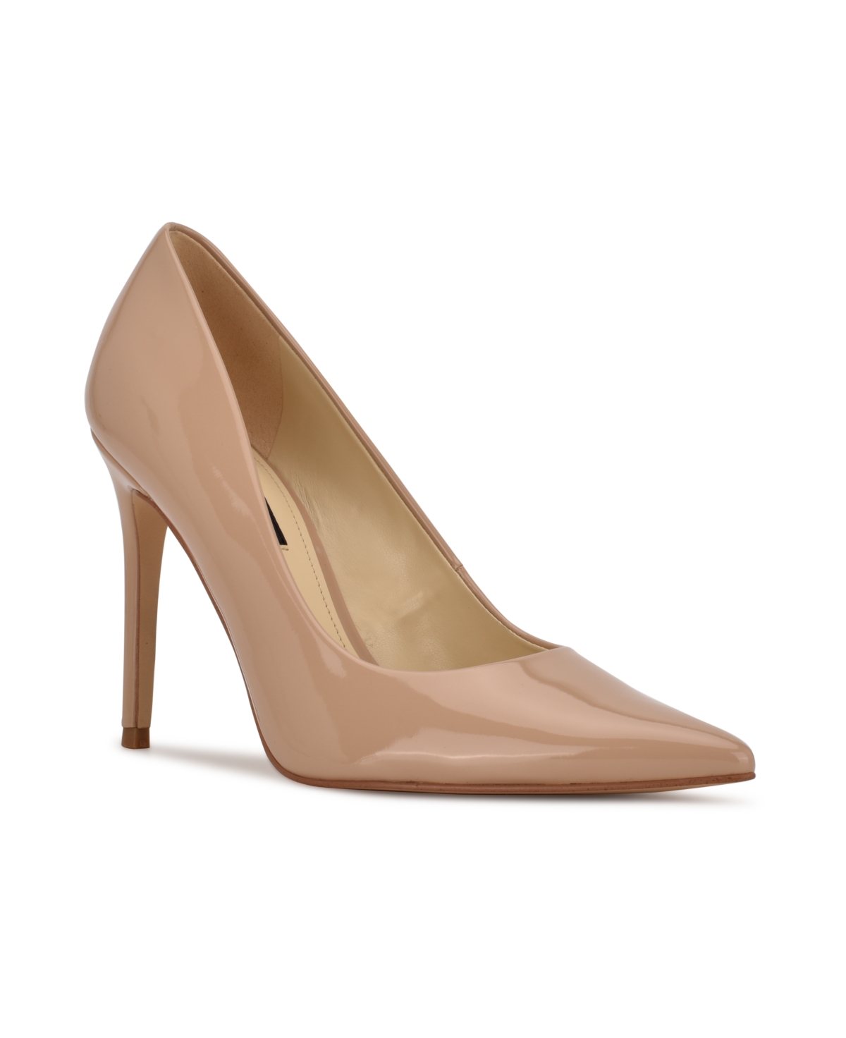 Nine West Women's Fresh Stiletto Pointy Toe Dress Pumps In Taupe Patent-faux Patent Leather