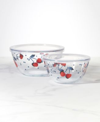 Vintage Cherry Dot Round Serve and Store, S/2