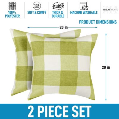 16 x 16 inches 2 Pack Buffalo Plaid Throw Pillow Outdoor &amp; Indoor Covers