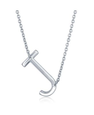 Sterling Silver Sideways Initial Necklace - Silver j 56$