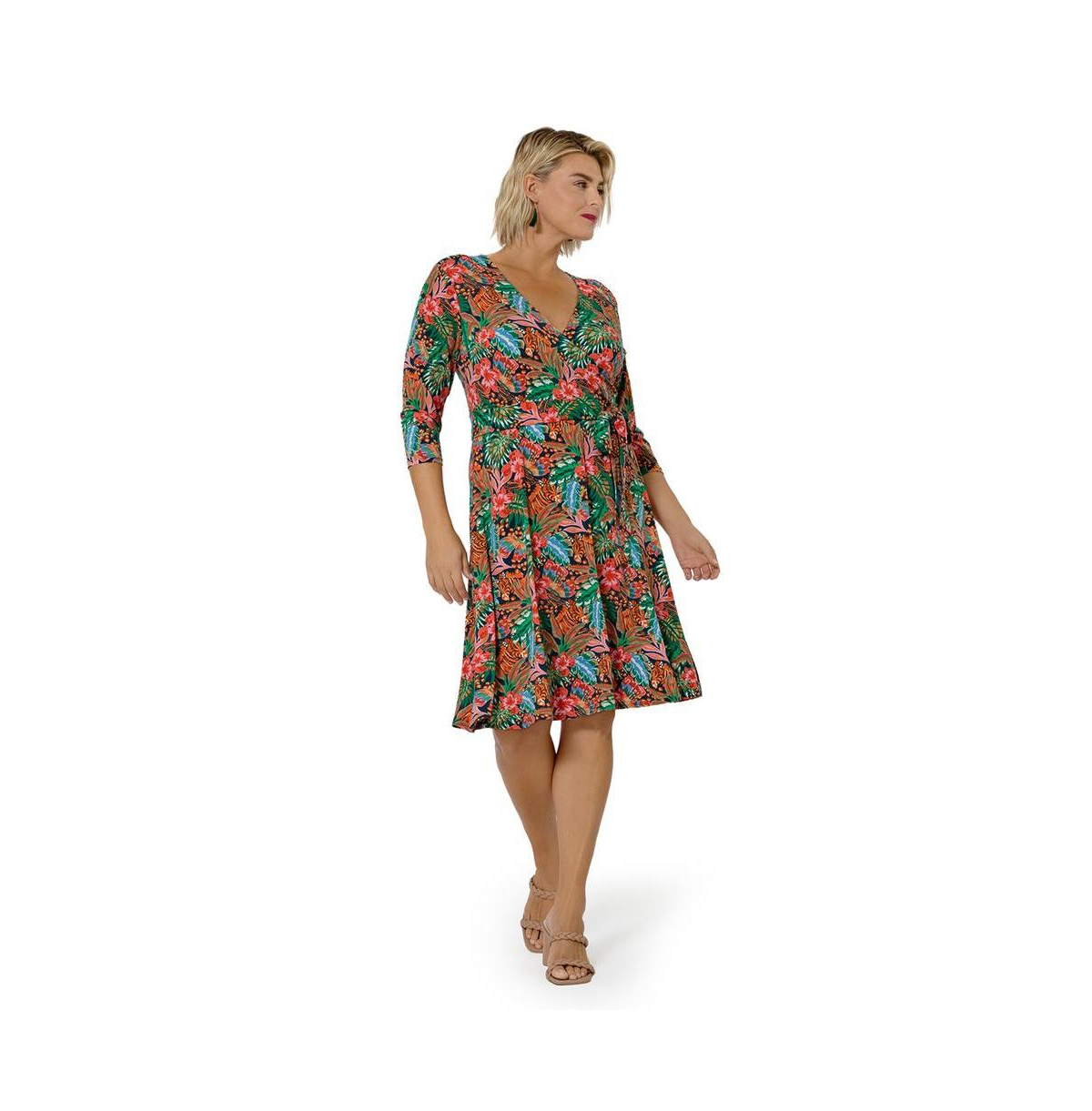 Leota Women's Plus Size Perfect Wrap 3/4 Sleeve Dress