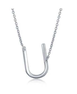 Sterling Silver Sideways Initial Necklace - Silver u 56$