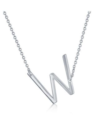 Sterling Silver Sideways Initial Necklace - Silver w 56$