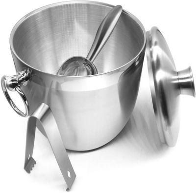 Insulated Stainless Steel Ice Bucket with Ice Tongs and Lid
