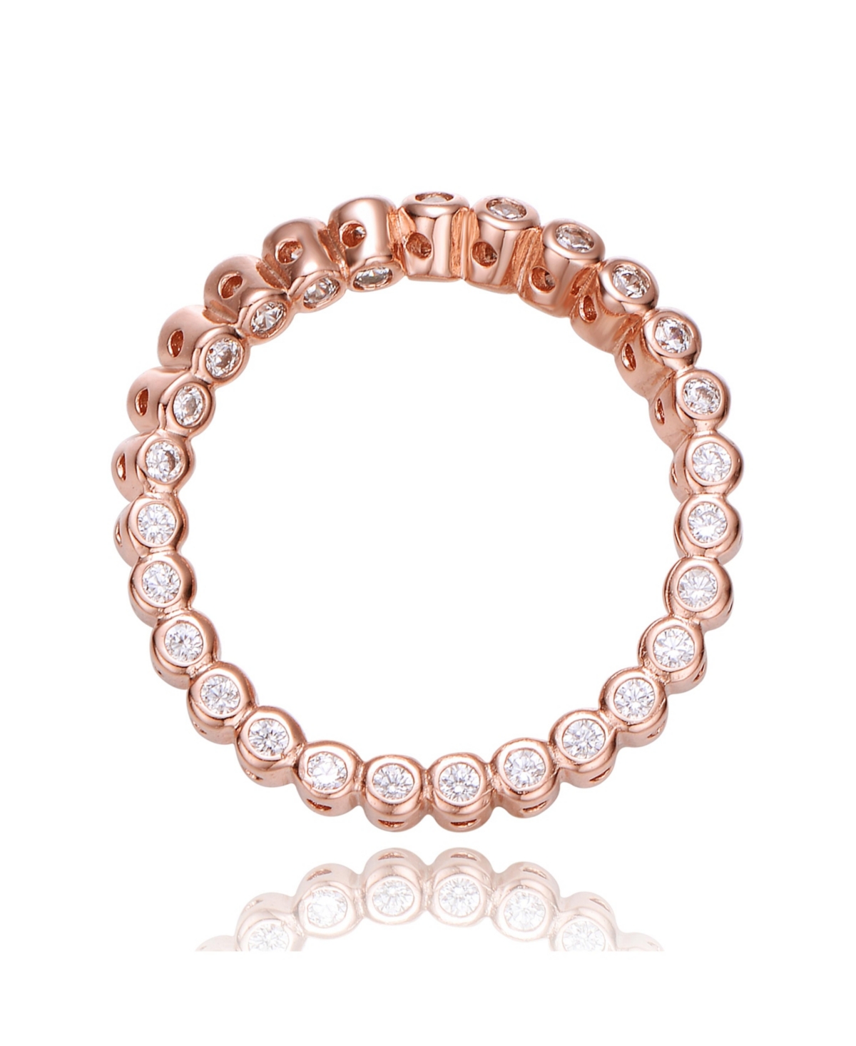 Rachel Glauber Ra 18K Rose Gold Plated Clear Cubic Zirconia Swirl Band Ring