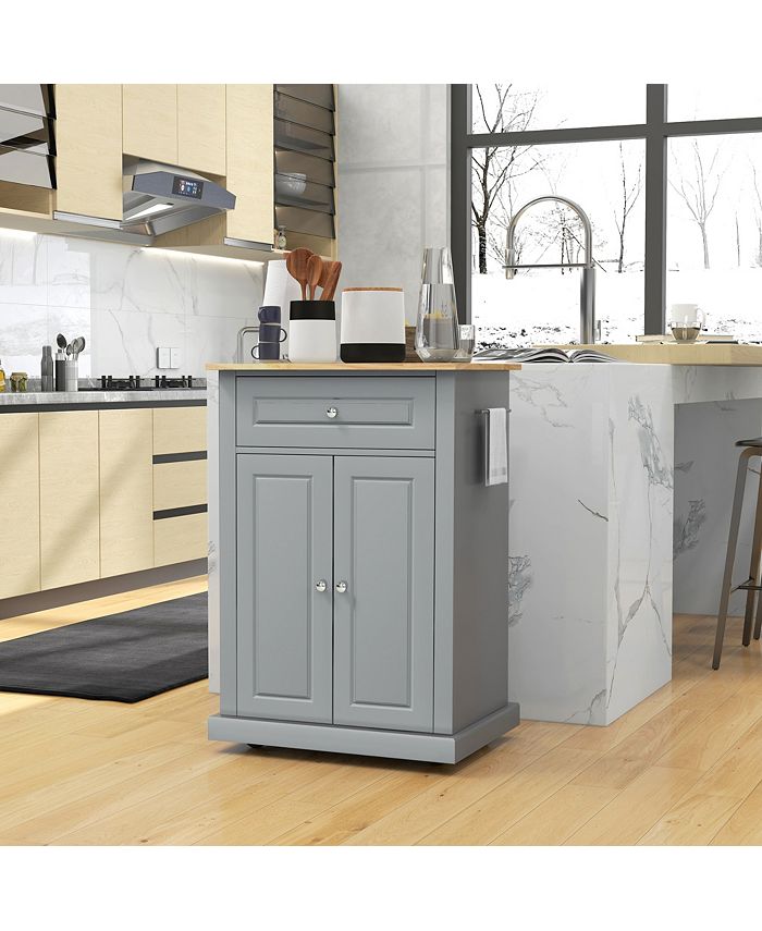 Rolling Kitchen Island Cart, Portable Serving Trolley Table with