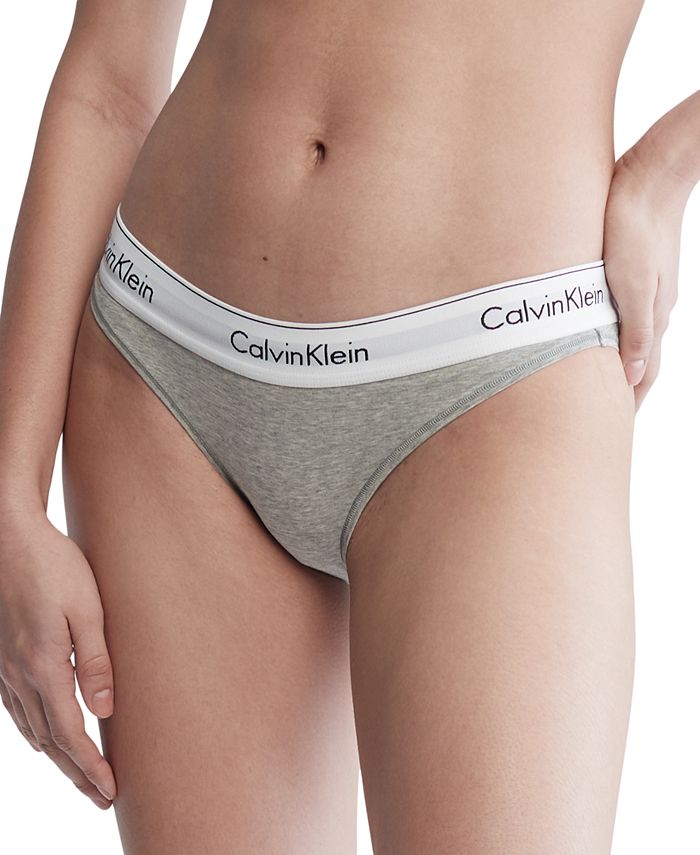 Calvin Klein Women's XS-XL Modern Cotton Thong Panty, Grey, Large