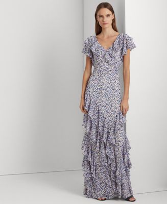 Lauren Ralph Lauren Women's Floral Ruffle-Trim Georgette Gown