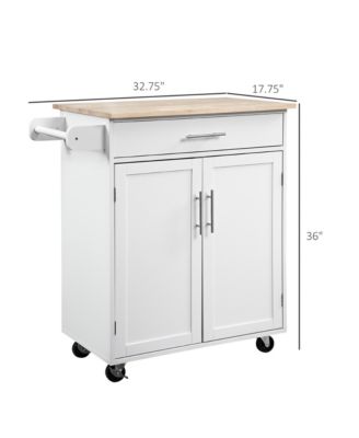 Metal Kitchen Large Storage Island on 360° Swivel Wheels Cart w/ Drawer