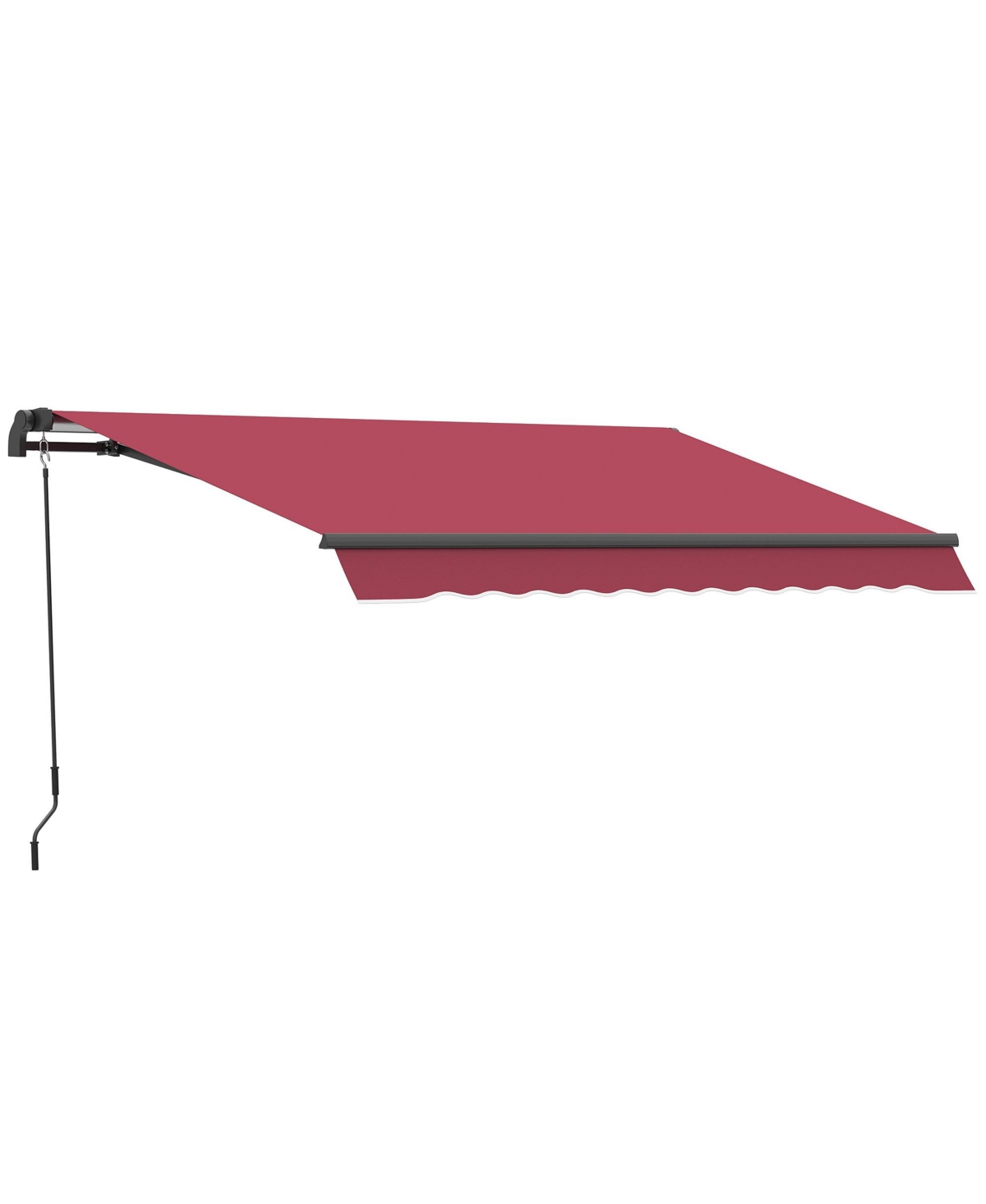 10' x 8' Manual Retractable Awning Sun Shade Shelter for Patio Deck Yard with Uv Protection and Easy Crank Opening, Red - Red