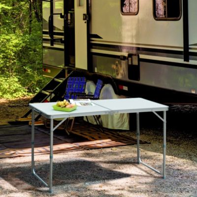 4FT Aluminum Adjustable Folding Camp Table with MDF Top