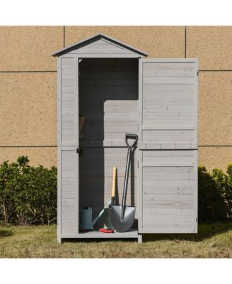 36" x 25" x 79" Wooden Outdoor Tool Cabinet with Tin Roof