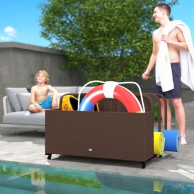 Pool Storage Bin Rolling Cart, Rat Float Toy Organizer,