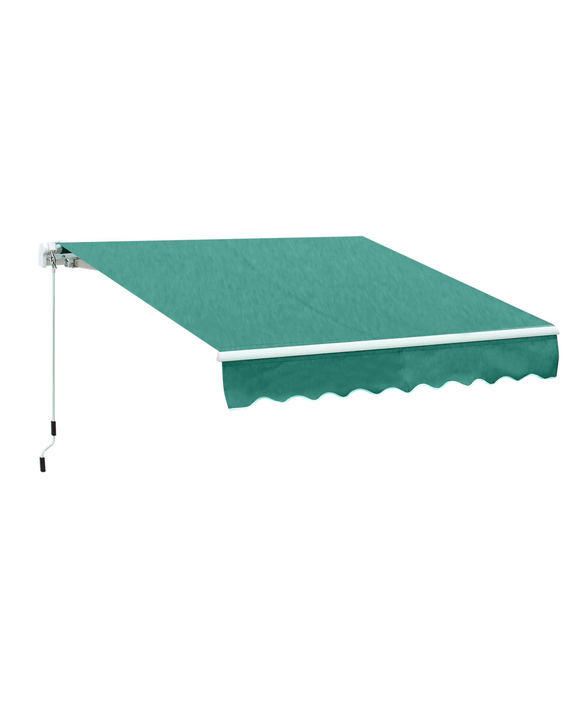 10' x 8' Manual Retractable Sun Shade Patio Awning with Uv Protection and Easy Crank Opening, Green - Dark green