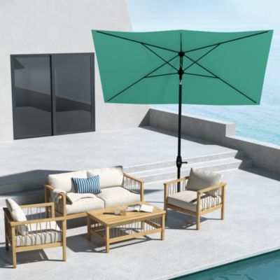 6.5' x 10' Outdoor Patio Umbrella with Crank Handle,