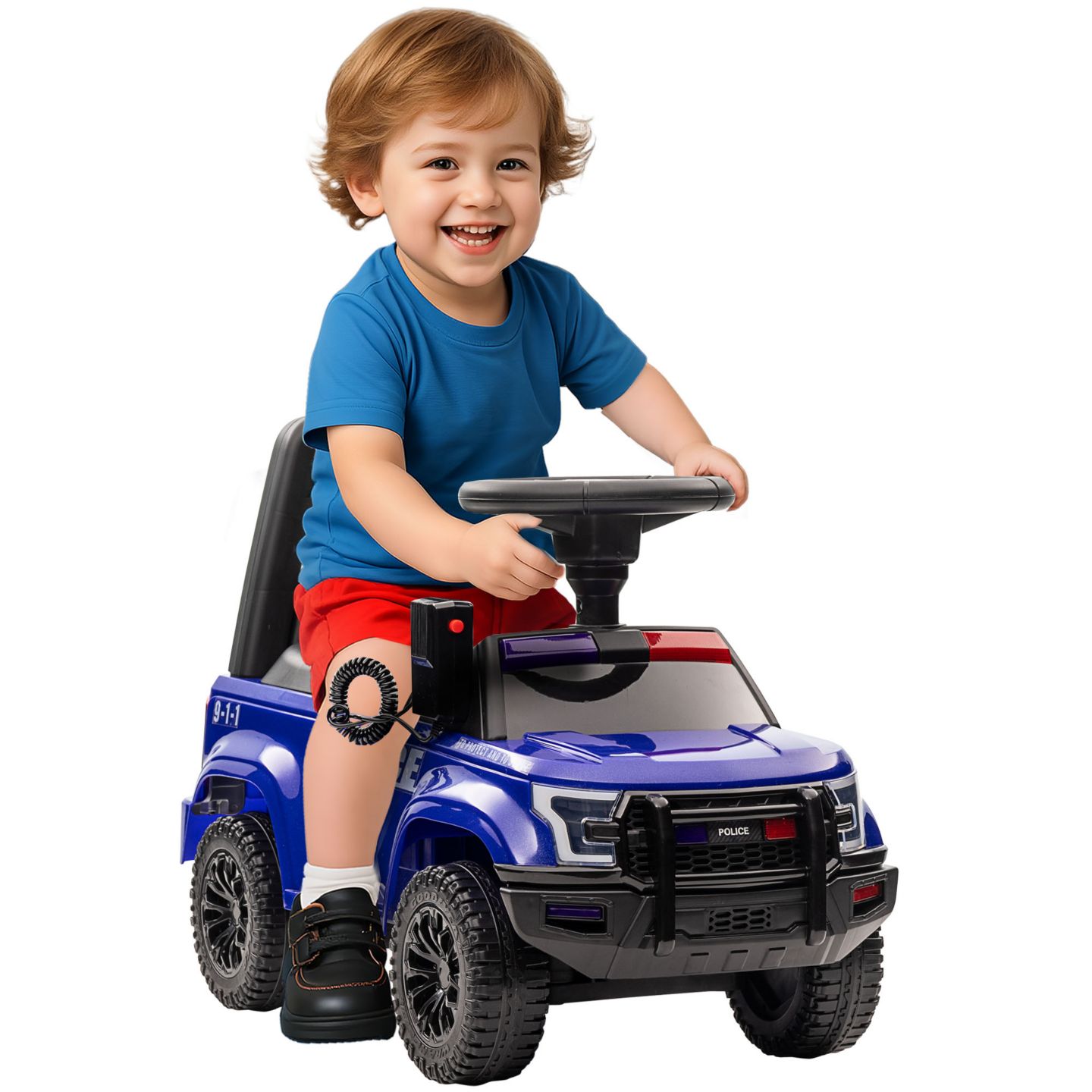 Детская игрушка Aosom Police Truck Style Sliding Ride-On with Pretend PA System and Under-Seat Storage, 1 Rider, Ages 1.5+ — фото 1