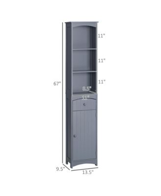 Bathroom Storage Cabinet Tall Free Sding Linen Tower w/ 3-Tier Shelf