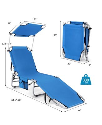 Foldable Lounge Chair Outdoor Adjustable Beach Patio Pool Recliner