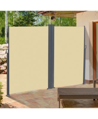 Double Retractable Patio Side Awning w/ UV-Resist Screen,